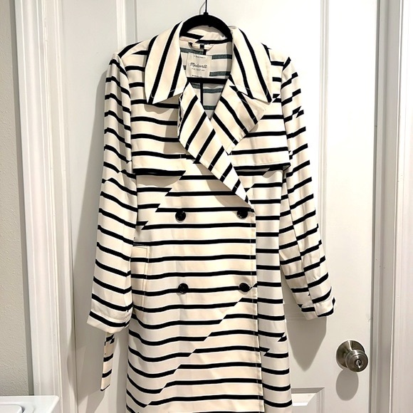 Madewell Parcel Stripe Trench Coat - Picture 8 of 12